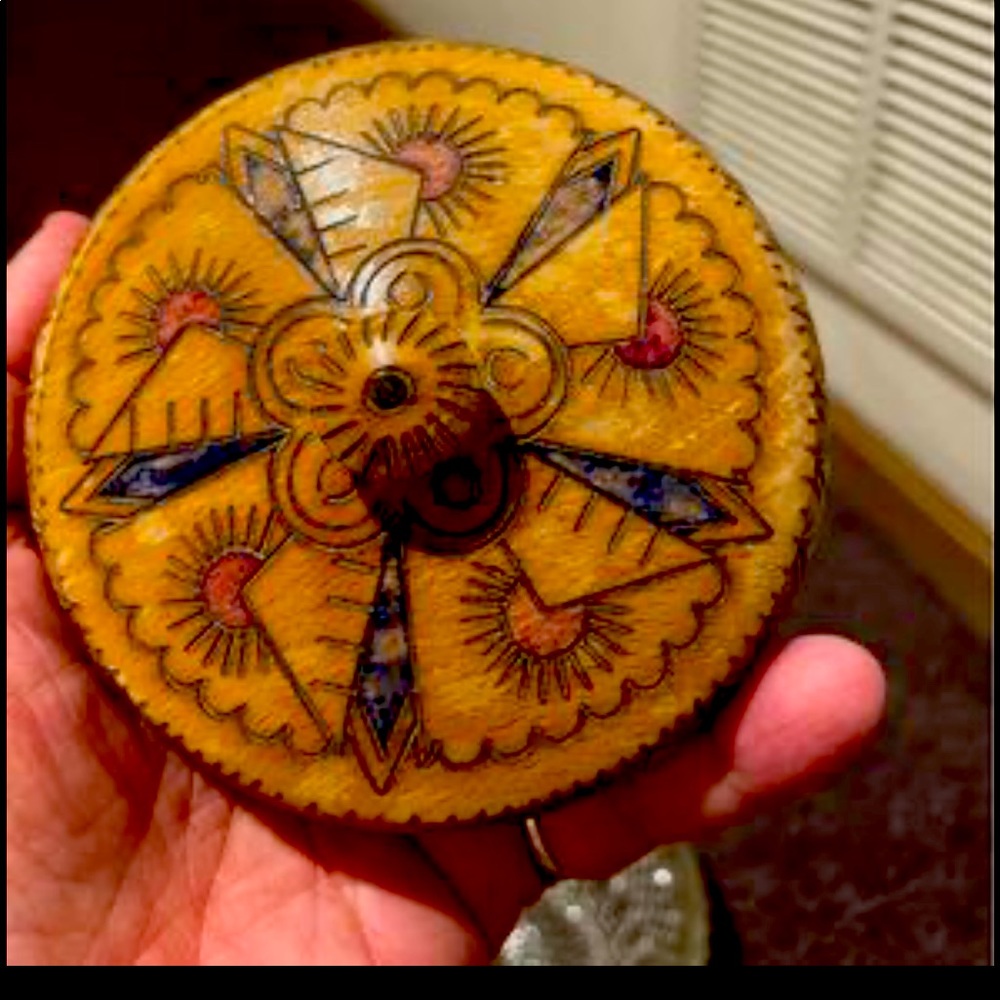 Vintage hand carved bowl with lid